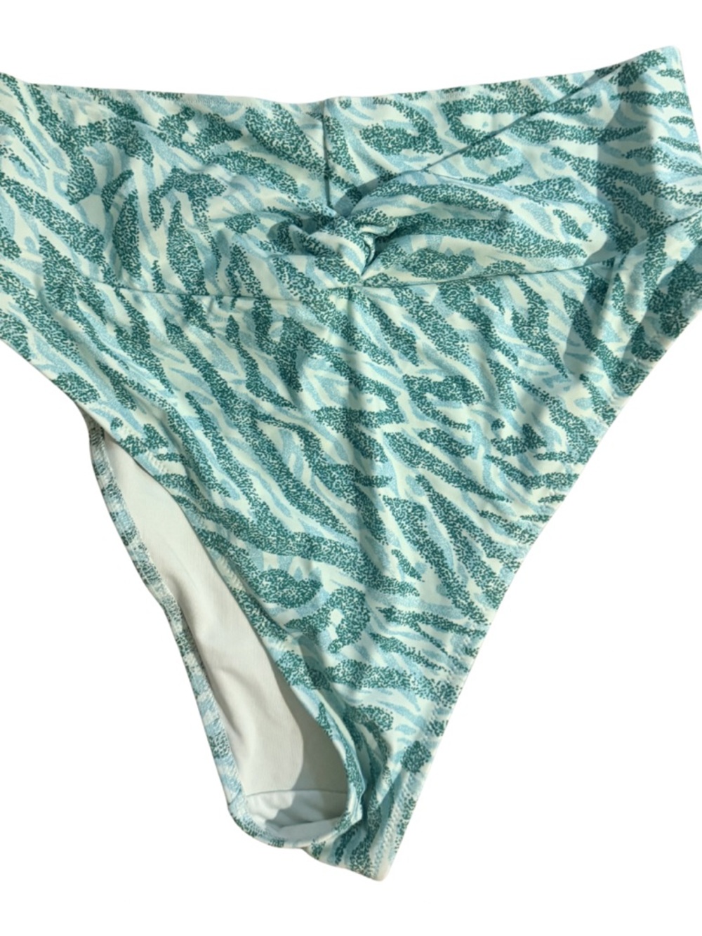 aerie Teal and White Patterned Bikini Bottom